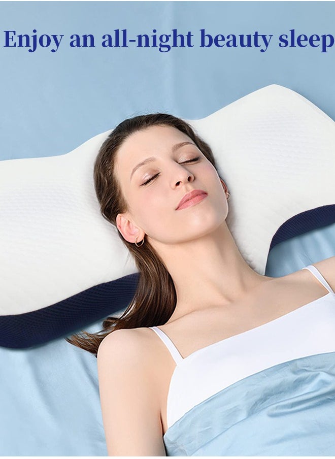Snooe - سومكايل وسادة رغاوي الذاكرة للنوموسادة عنق الرحم لوسادة دعم الرقبة والكتف للنائمين الجانبي البوليستر الأبيض - Image 1
