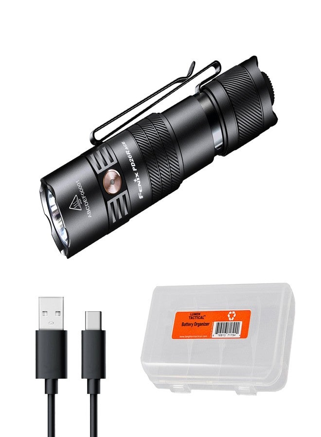 فينيكس مصباح يدوي Fenix PD26R ACE 1300 لومن قابل لإعادة الشحن EDC مع 3 مجموعات من الأوضاع ومنفذ USB-C ومفتاح LED مزدوج مقاوم للماء للحمل اليومي والمهام التكتيكية والتخييم والاستخدام الخارجي مع منظم Lumentac - Image 1