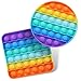 Fpxnb 2 Packs Pop Fidget Sensory Toys Autism Special Needs Stress Relief Silicone Pressure Relieving Round and Square Squeeze Toys for Kids Children Adults Set of 2 - Image 2