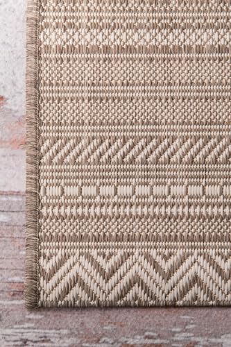 nuLOOM 3 x 5 Outdoor Performance Area Rug OEKOTEX Certified Weather Resistant High Traffic Patio Balcony Outside Erlinda Beige - Image 3