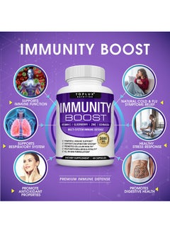 Toplux 10 In 1 Immunity Boost Immune Support Supplement 1650Mg Made With Elderberry Vitamin C Zinc Echinacea & Probiotics For Immune System Booster Support Healthy Respiratory System 2X 60 Capsule  - Image 3