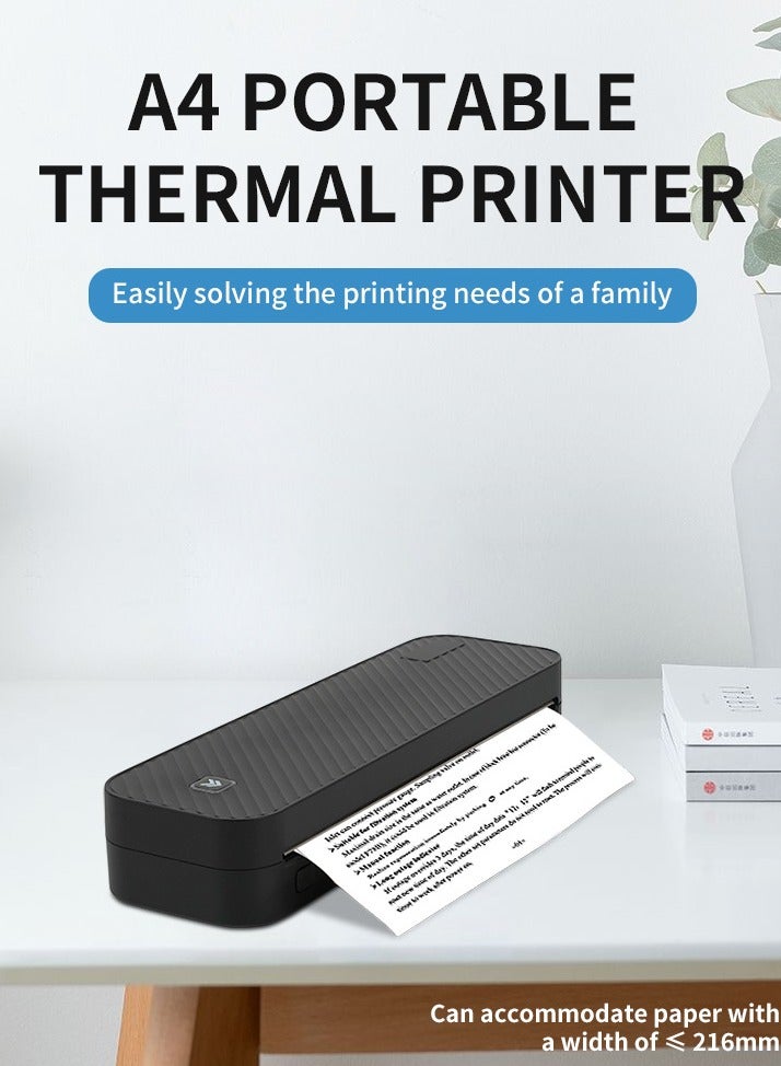 HZTZ-A4DY Thermal Printer | Portable Wireless Home Printer for Smartphones | Supports Word/Excel/PDF/JPG/TXT | Ink-Free with Adjustable Paper Tray (<216mm) | 203 DPI Clear Printing | 2600mAh Rechargeable Battery ﻿ ﻿  - Image 1