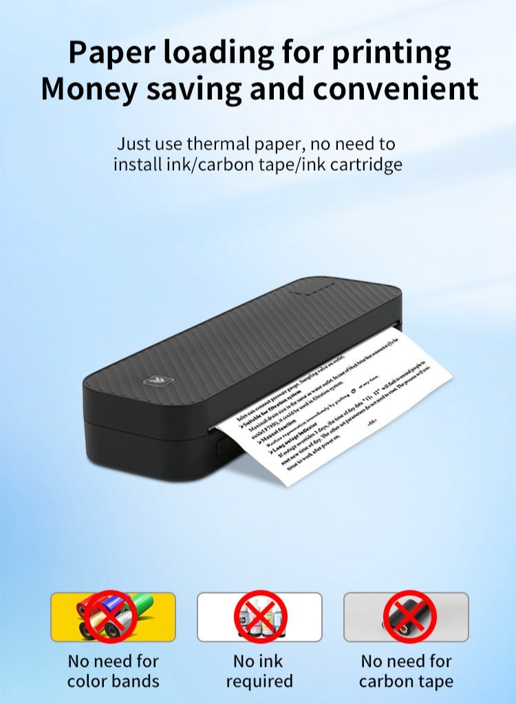 HZTZ-A4DY Thermal Printer | Portable Wireless Home Printer for Smartphones | Supports Word/Excel/PDF/JPG/TXT | Ink-Free with Adjustable Paper Tray (<216mm) | 203 DPI Clear Printing | 2600mAh Rechargeable Battery ﻿ ﻿  - Image 5