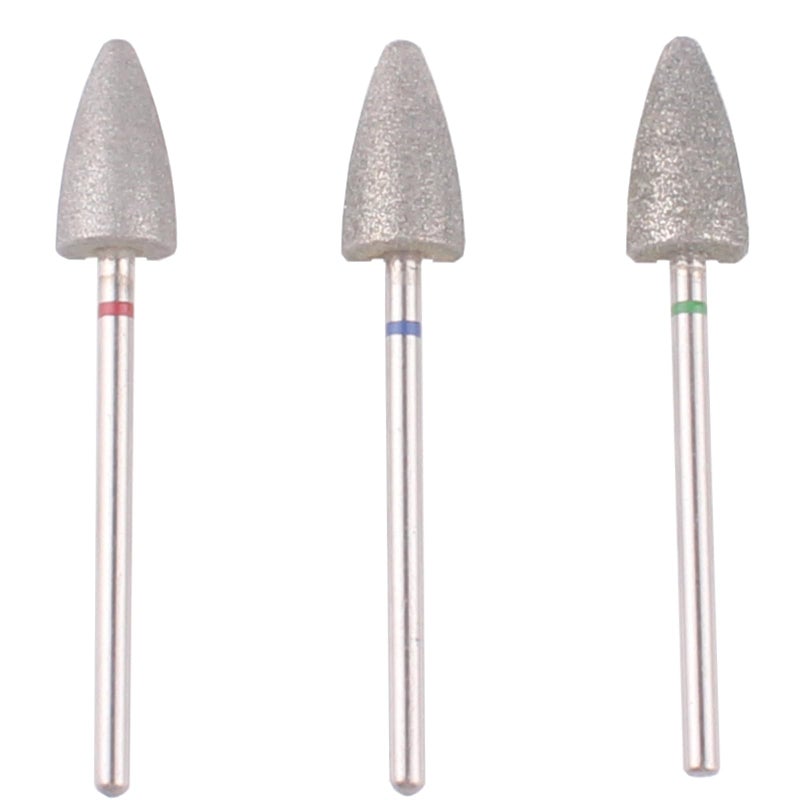 MZCMSL 3pcs Pedicure Cone Drill Bits for Foot Callus Smoothing 332 Shank Pro Diamond Cuticle BitFineMediumCoarse