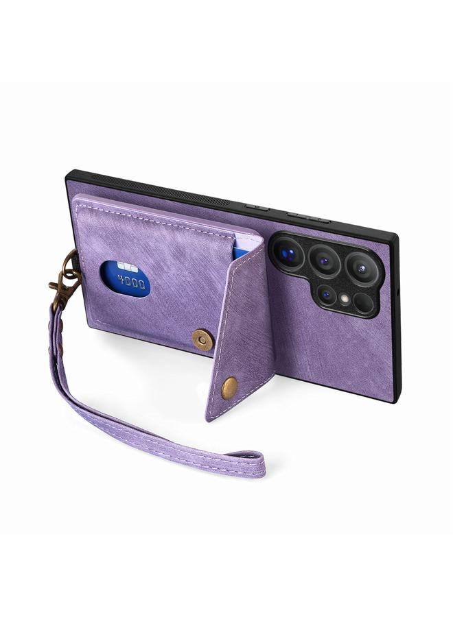 اس-توب جراب لهاتف Samsung Galaxy S25 Ultra 5G محفظة بطاقات ريترو قابلة للطي من الجلد مع حزام - Image 4