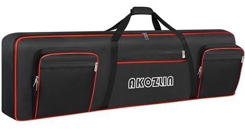 AKOZLIN 88 Keys Electric Piano Keyboard Gig Bag with Adjustable Straps and 5Pocket for Keyboard AccessariesSlim 88 Key Keyboard Case Interior541x1318x669