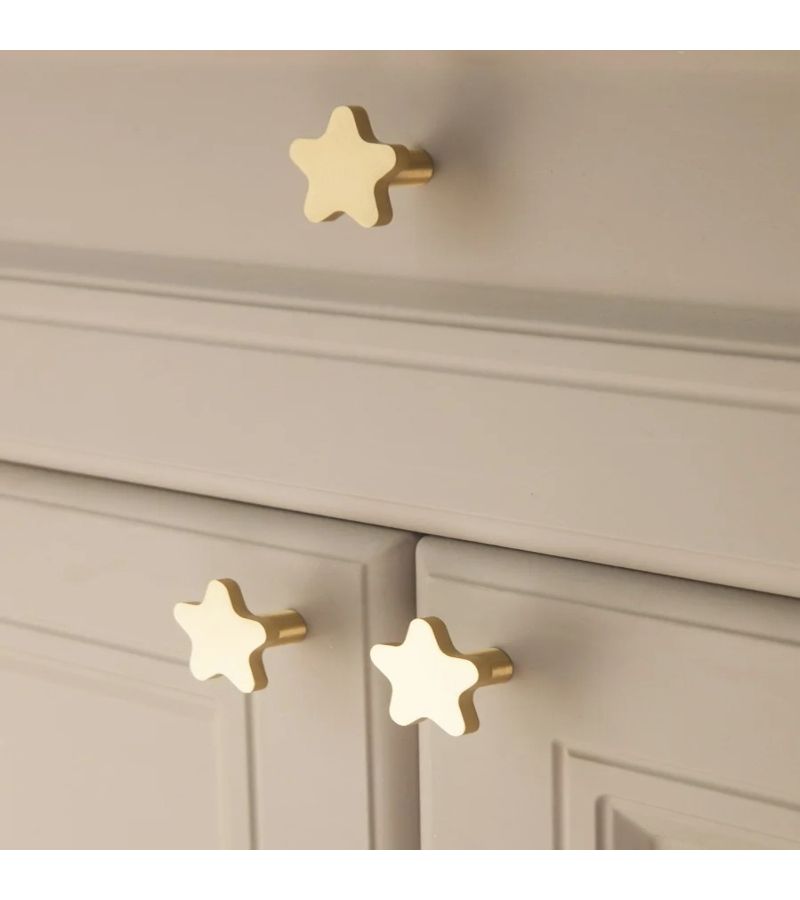 4 Pcs Golden Solid Brass Five Pointed Star Cabinet Drawer Knob - Image 1