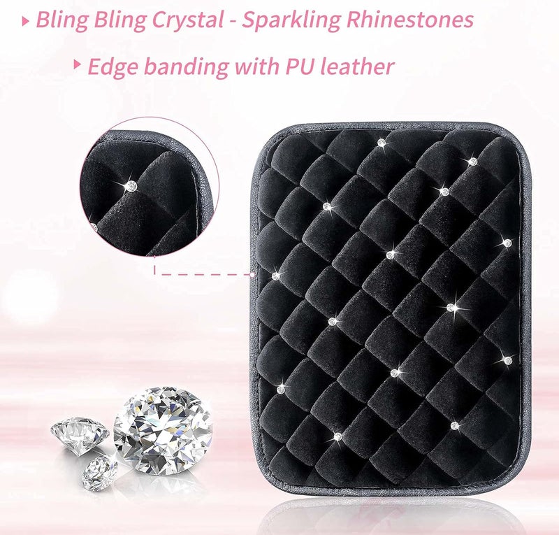 Surpassme Bling Diamond Armrest Cover for Car - Comfortable Center Console Cushion - Image 2