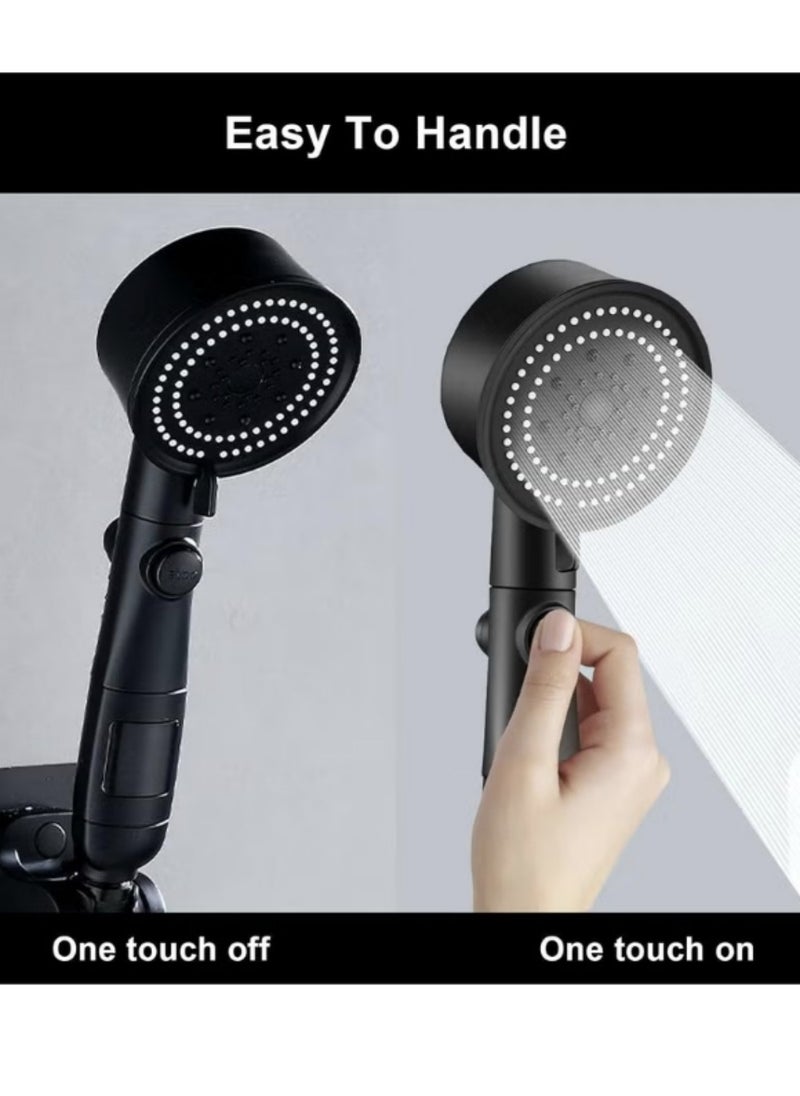 BEILINGDUN - Handheld Shower 5 Modes Power Shower Head,Shower Head and Hose 2m with Temperature Indicator, Water Saving Shower Head for Adults Children Pets - Image 1