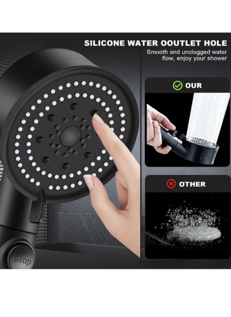 BEILINGDUN - Handheld Shower 5 Modes Power Shower Head,Shower Head and Hose 2m with Temperature Indicator, Water Saving Shower Head for Adults Children Pets - Image 1