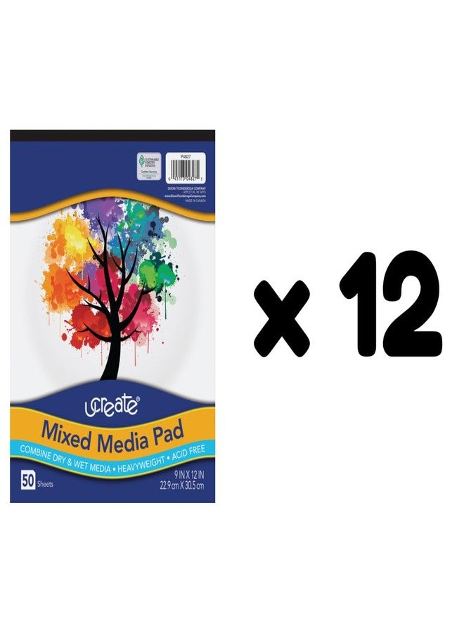 UCreate Mixed Media Pad, White, 9" x 12", 50 Sheets - Image 3