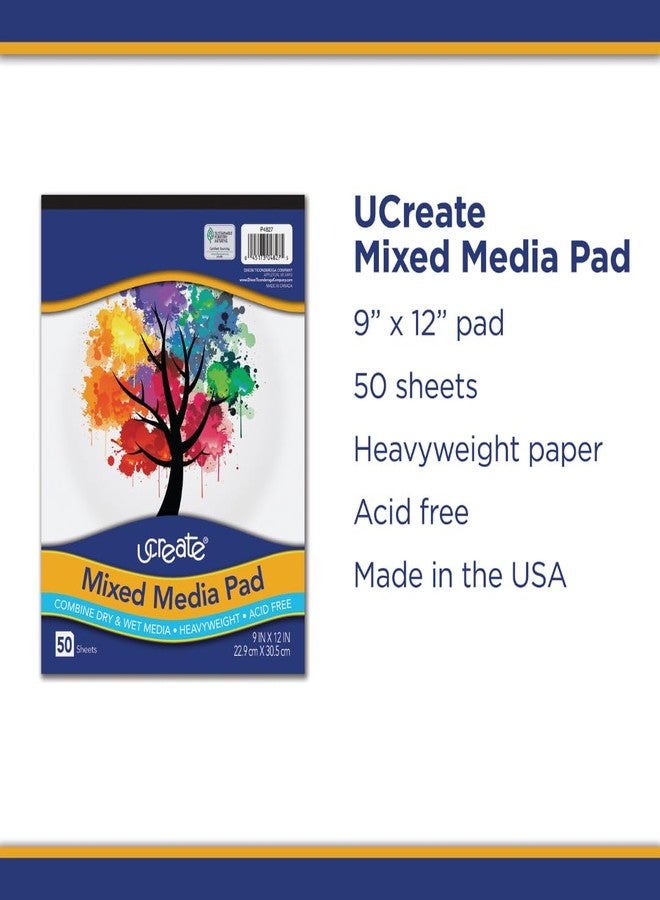 UCreate Mixed Media Pad, White, 9" x 12", 50 Sheets - Image 4