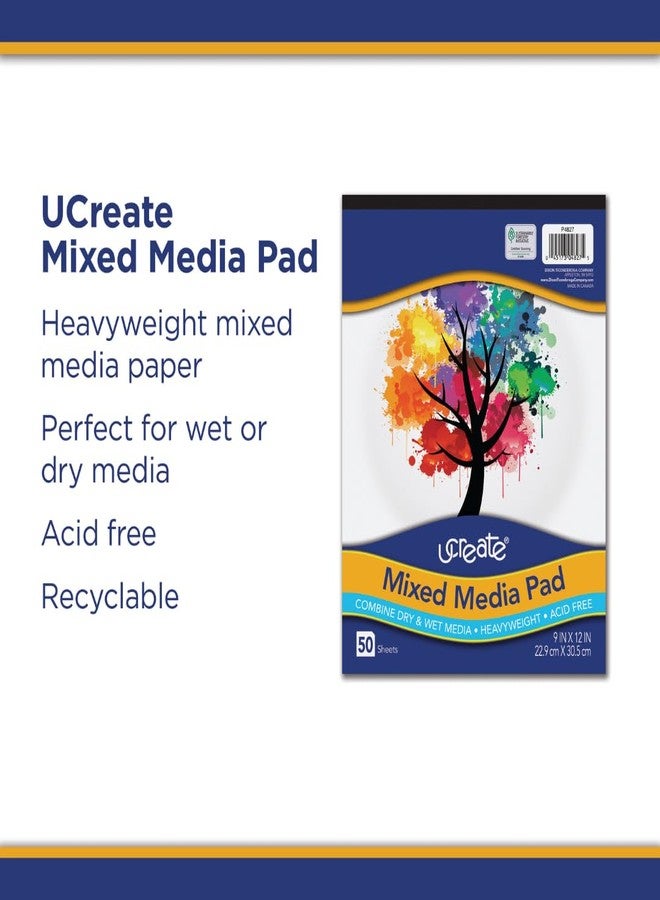 UCreate Mixed Media Pad, White, 9" x 12", 50 Sheets - Image 5