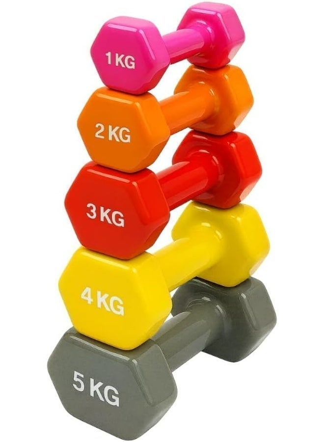 ENDLESS  Vinyl Coated Fixed Dumbbell for Gym Exercises | Pair of 1 Kg ( 2 * 2.2 LB ) | Material : Iron with Vinyl Coat | Weights for Women and Men - Image 2