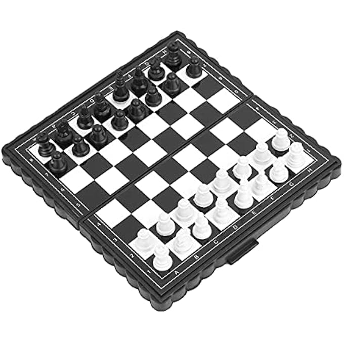 DAUERHAFT Chess Set Portable Plastic Folding Chessboard Magnetic Chess Set Game for Party Family Activities - Image 3