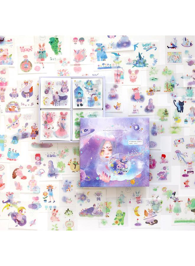 Bluejw 100 Hand Account Stickers Suit Cute Characters Hand Account Stickers Decorative Small Pattern A Set Of Cartoon Girl Heart Diy - Image 1