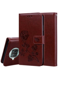 Generic Case For Xiaomi Mi 10T Lite 5G Rose Embossed Horizontal Flip PU Leather Cover with Holder Card Slots Wallet Brown  - Image 1