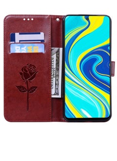 Generic Case For Xiaomi Mi 10T Lite 5G Rose Embossed Horizontal Flip PU Leather Cover with Holder Card Slots Wallet Brown  - Image 3