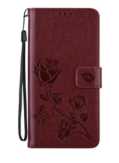 Generic Case For Xiaomi Mi 10T Lite 5G Rose Embossed Horizontal Flip PU Leather Cover with Holder Card Slots Wallet Brown  - Image 2