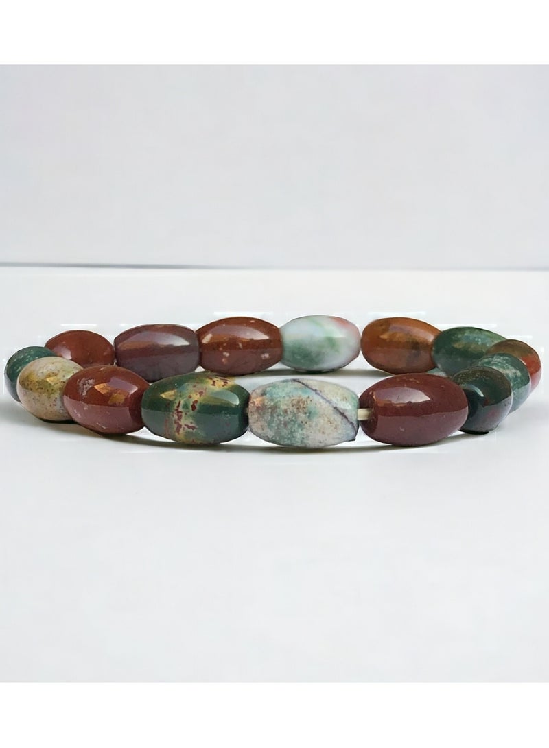 HADIGEMS Natural BloodStone Strech Bracelet also known as Plasma Chalcedony - Image 2