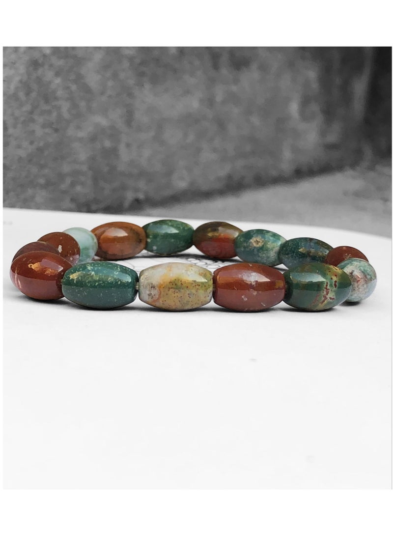 HADIGEMS Natural BloodStone Strech Bracelet also known as Plasma Chalcedony - Image 4