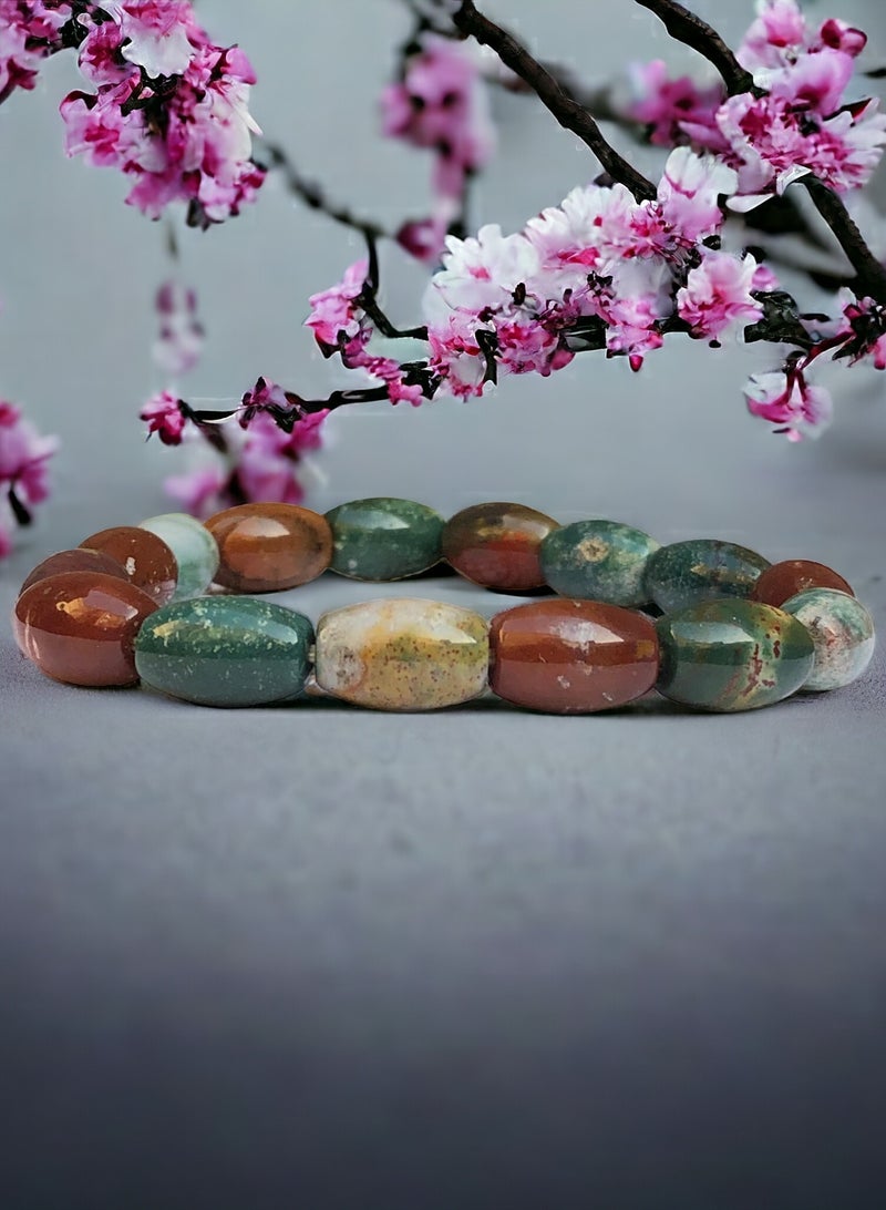 HADIGEMS Natural BloodStone Strech Bracelet also known as Plasma Chalcedony - Image 5