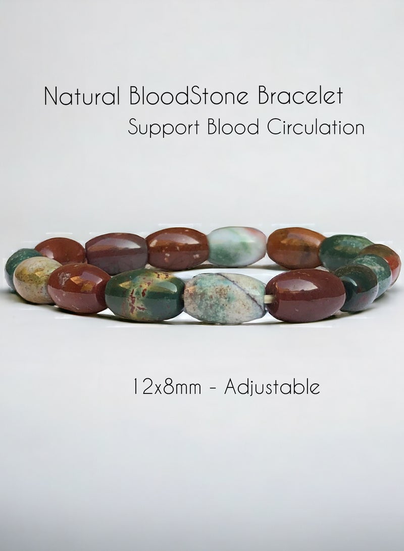 HADIGEMS Natural BloodStone Strech Bracelet also known as Plasma Chalcedony - Image 1