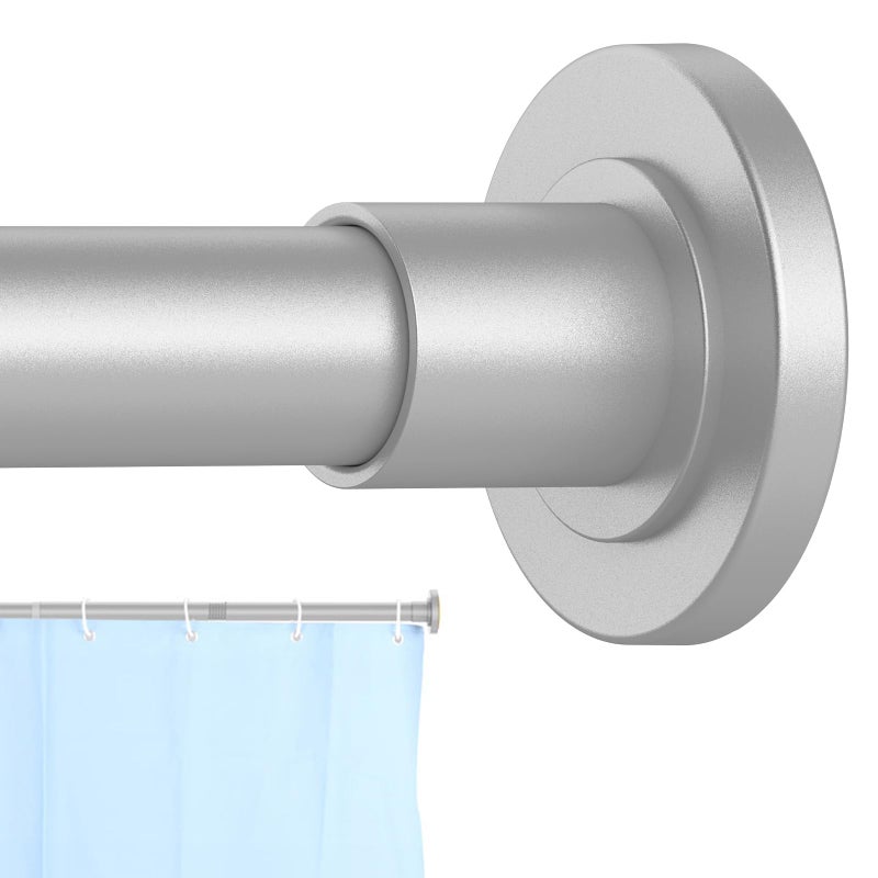 CorkLatta Silver Shower Curtain Rod 31 to 80 Inch,1 Inch Diameter Adjustable Spring Tension Stainless Steel Telescoping Rod,Easy Install,No Rust - Image 1