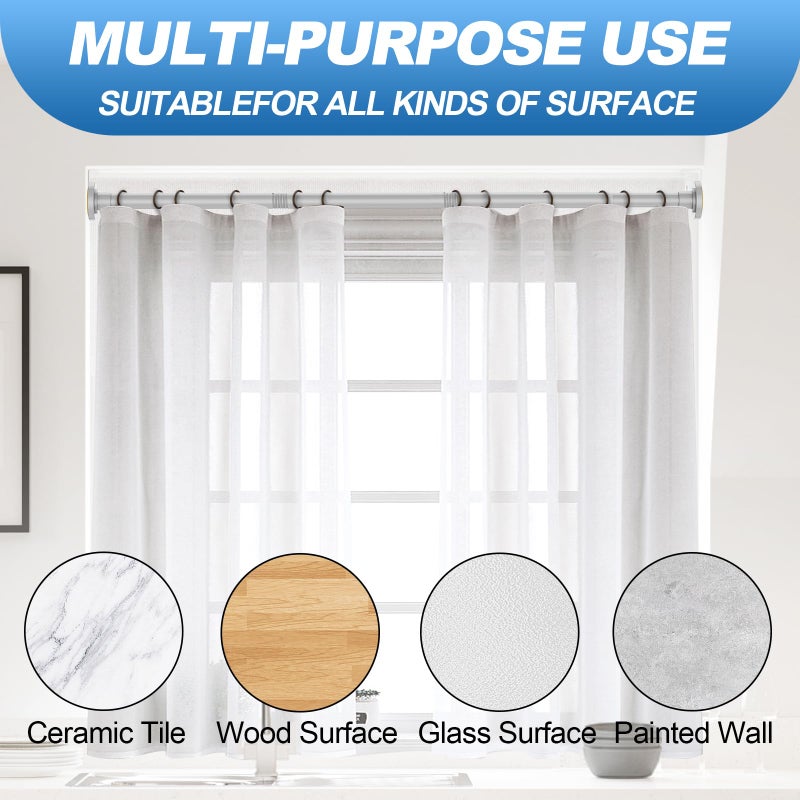 CorkLatta Silver Shower Curtain Rod 31 to 80 Inch,1 Inch Diameter Adjustable Spring Tension Stainless Steel Telescoping Rod,Easy Install,No Rust - Image 5