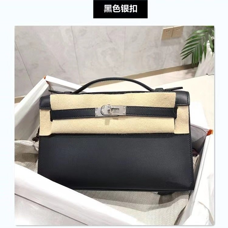 Swift Leather Generation Kelly Bag Genuine Leather Chain Bag Fashion Shoulder Crossbody Women'S Bag High-End Sense Handbag - Image 5