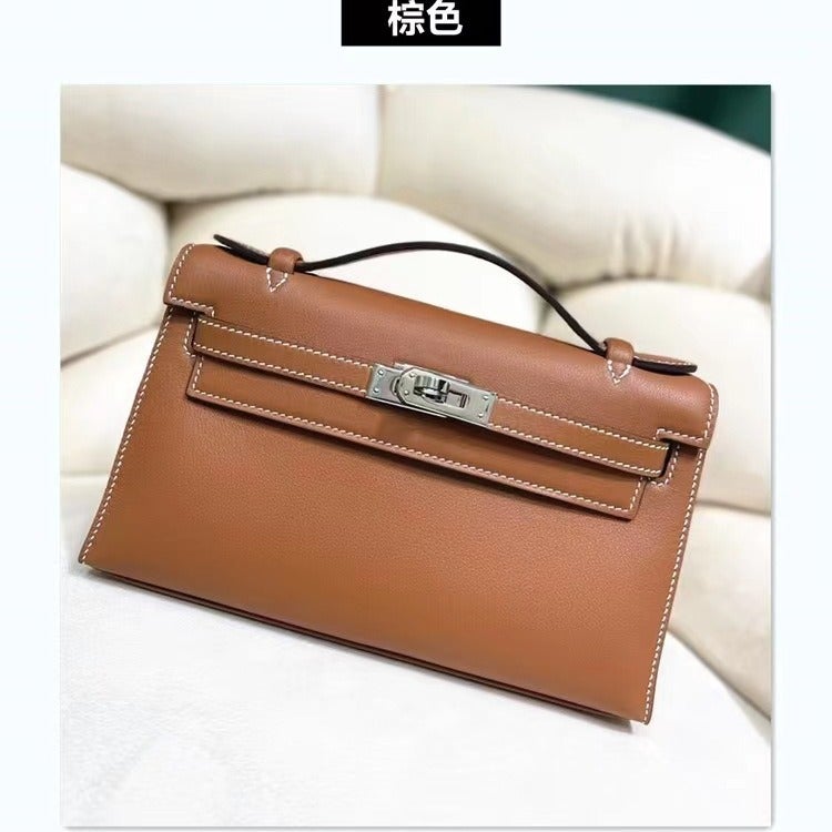 Swift Leather Generation Kelly Bag Genuine Leather Chain Bag Fashion Shoulder Crossbody Women'S Bag High-End Sense Handbag - Image 3
