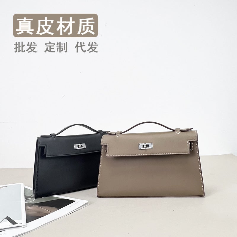 Swift Leather Generation Kelly Bag Genuine Leather Chain Bag Fashion Shoulder Crossbody Women'S Bag High-End Sense Handbag - Image 2