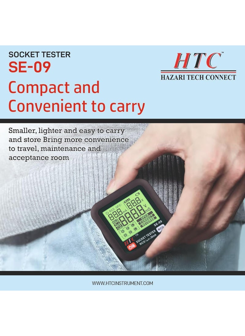 HTC Instrument HTC Instrument HTC Se09 Socket Tester Outlet Tester Receptacle Tester For 230V GfciRccb With LCD Display By Skyking  - Image 3