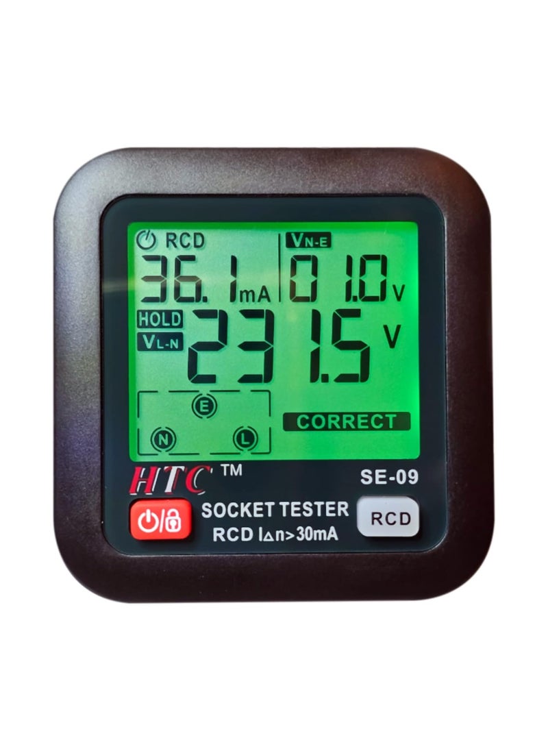 HTC Instrument HTC Instrument HTC Se09 Socket Tester Outlet Tester Receptacle Tester For 230V GfciRccb With LCD Display By Skyking  - Image 1