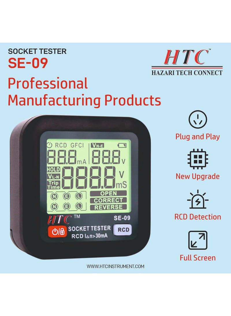 HTC Instrument HTC Instrument HTC Se09 Socket Tester Outlet Tester Receptacle Tester For 230V GfciRccb With LCD Display By Skyking  - Image 4