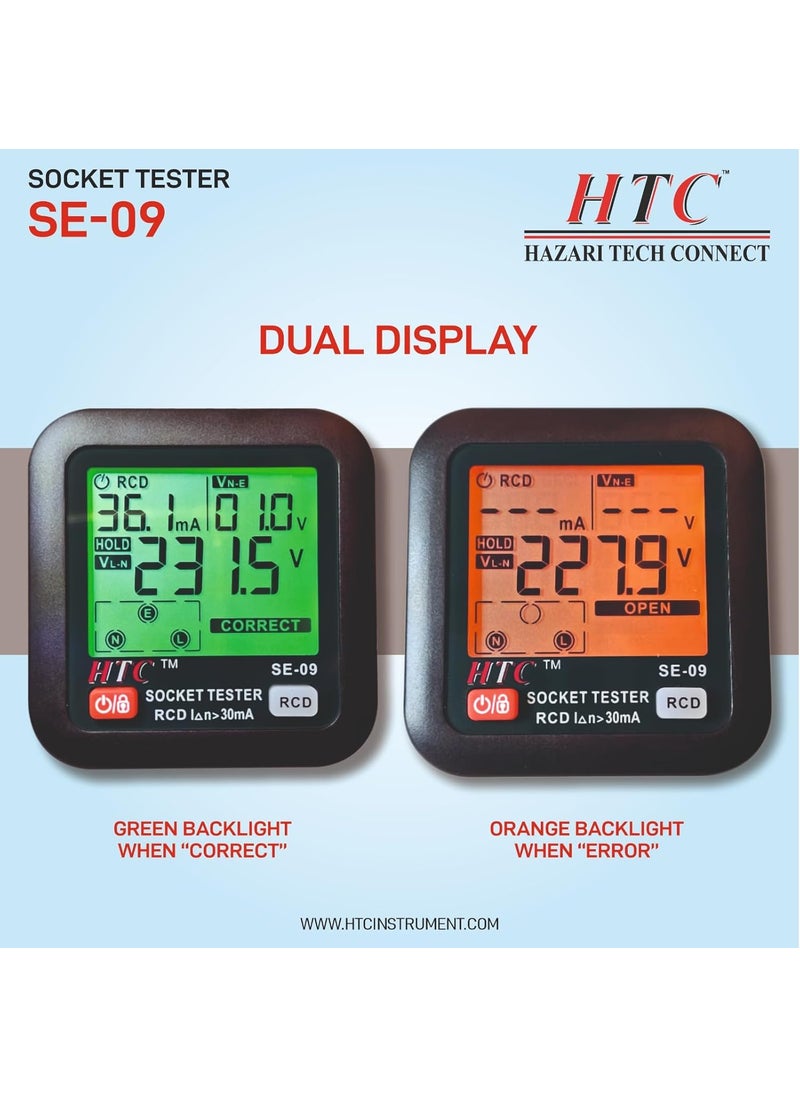 HTC Instrument HTC Instrument HTC Se09 Socket Tester Outlet Tester Receptacle Tester For 230V GfciRccb With LCD Display By Skyking  - Image 5