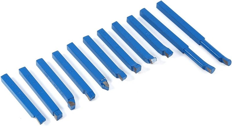 11pcs 8x8mm Carbide Tipped Lathe Tools Set, Turning Tool Kit with High Hardness and Wear Resistance, Grooving Cutter for General Semi Automatic Automatic Lathes - Image 1