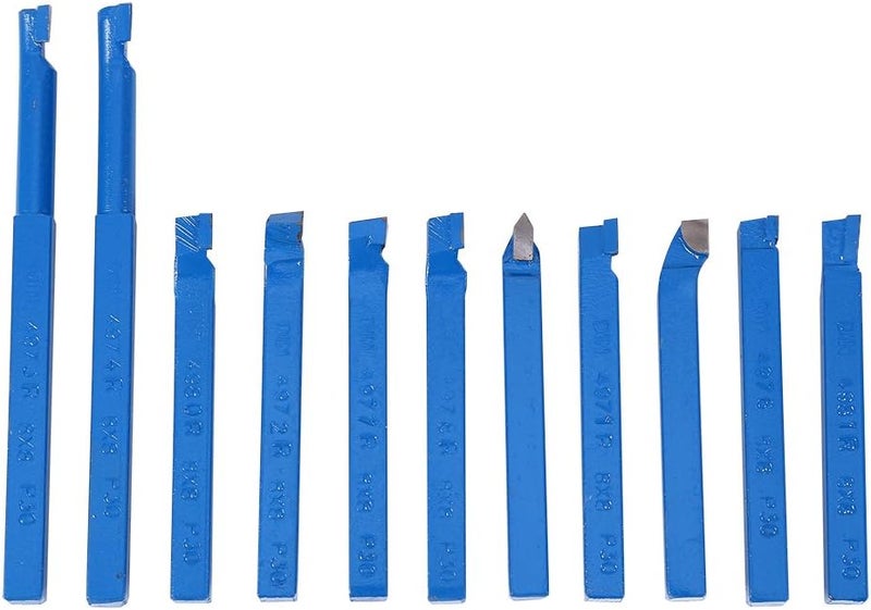 11pcs 8x8mm Carbide Tipped Lathe Tools Set, Turning Tool Kit with High Hardness and Wear Resistance, Grooving Cutter for General Semi Automatic Automatic Lathes - Image 2
