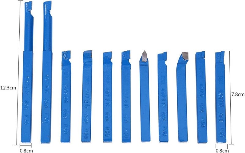 11pcs 8x8mm Carbide Tipped Lathe Tools Set, Turning Tool Kit with High Hardness and Wear Resistance, Grooving Cutter for General Semi Automatic Automatic Lathes - Image 3