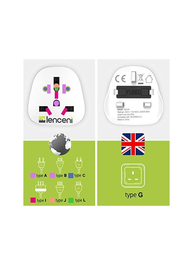 Lencent LENCENT 2Pcs World to UK Travel Adapter, Visitor from USA/Europe/China/Australia to 3 Pin UK Adapter Plug [USA to UK Adapter/EU to UK adapter]  - Image 3
