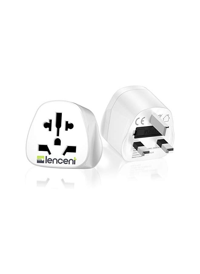 Lencent LENCENT 2Pcs World to UK Travel Adapter, Visitor from USA/Europe/China/Australia to 3 Pin UK Adapter Plug [USA to UK Adapter/EU to UK adapter]  - Image 2