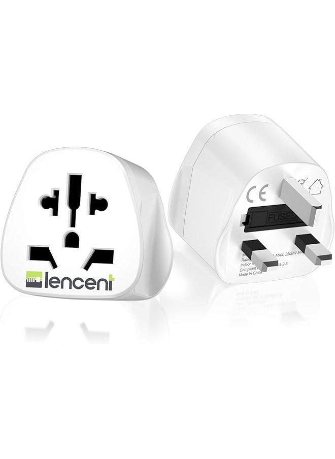 Lencent LENCENT 2Pcs World to UK Travel Adapter, Visitor from USA/Europe/China/Australia to 3 Pin UK Adapter Plug [USA to UK Adapter/EU to UK adapter]  - Image 1