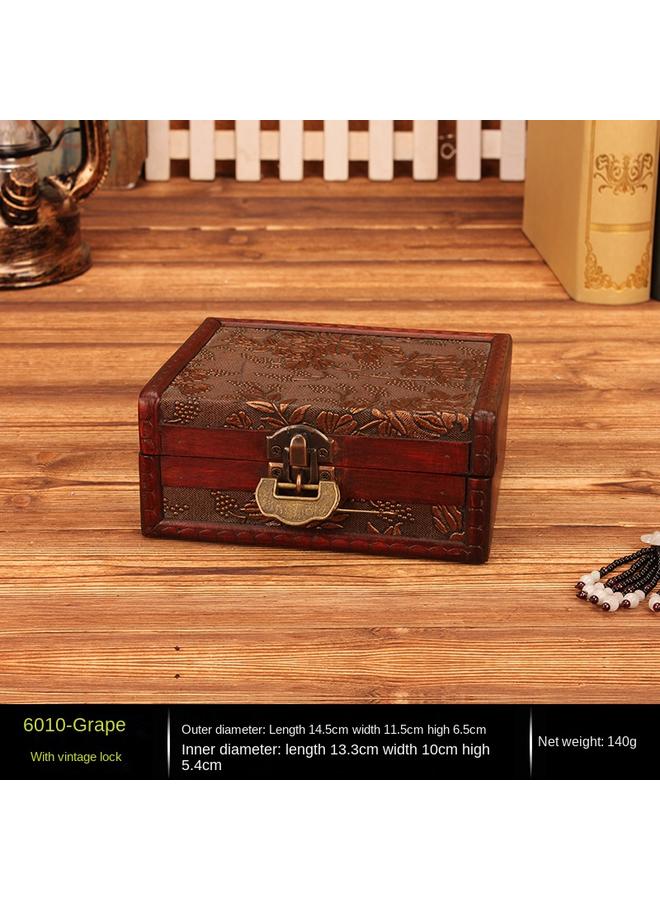 الأزرق جي دبليو صندوق تخزين صندوق تخزين سطح المكتب العتيق الخادع مع القفل صندوق المجوهرات الخشبية على الطراز الأوروبي صندوق هدايا الصندوق الخشبي الصغير - Image 1