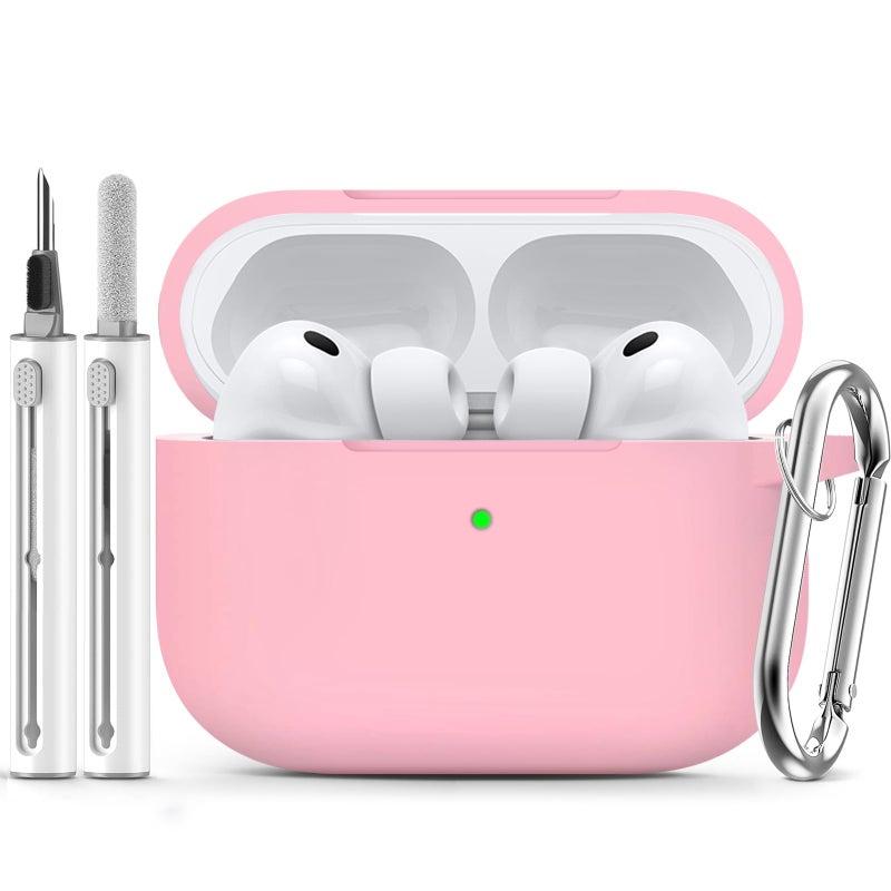 Ljusmicker for AirPods Pro 3 Case 2025 with Cleaner Kit,Soft Silicone Protective Cover for Apple AirPods Pro 3rd Generation Cases for Women Men,AirPod Pro 3 Case Accessories with Keychain-Pink - Image 1