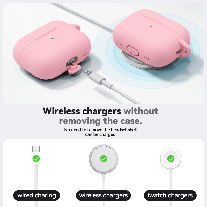 Ljusmicker for AirPods Pro 3 Case 2025 with Cleaner Kit,Soft Silicone Protective Cover for Apple AirPods Pro 3rd Generation Cases for Women Men,AirPod Pro 3 Case Accessories with Keychain-Pink - Image 4