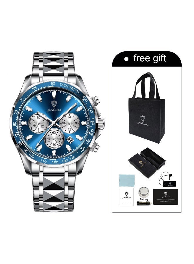 GOHUOS Men's Watch, Stainless Steel Analog Waterproof Quartz Luxury Business Fashion Wrist Watch - 44.5mm - Image 3