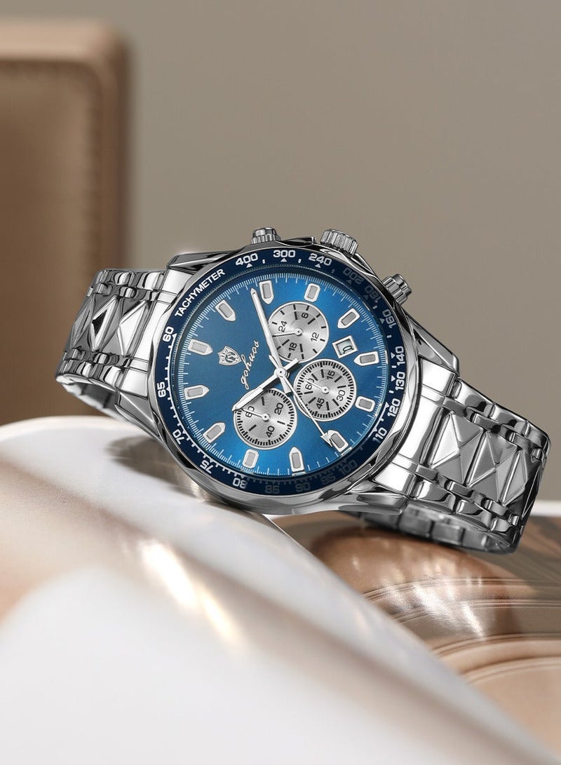 GOHUOS Men's Watch, Stainless Steel Analog Waterproof Quartz Luxury Business Fashion Wrist Watch - 44.5mm - Image 4