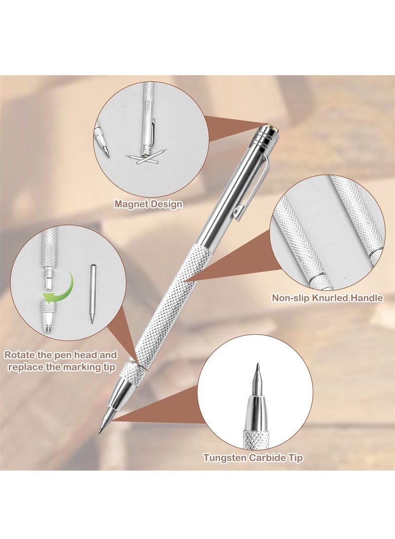 SYOSI - Tungsten Carbide Tip Scriber, 2 Pack Carbide Scriber Marking Tools with Magnet, with 12 Replacement Marking Tip, Metal Engraving Pen for Glass / Ceramics / Hardened Steel / Metal Sheet - Image 1