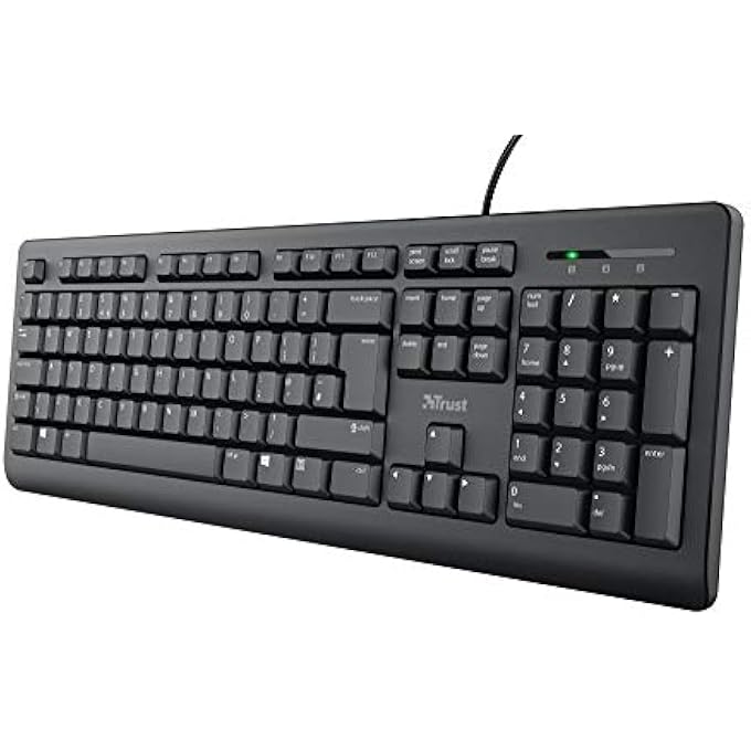 Trust 24095 TARO WIRED KEYBOARD, QWERTY UK LAYOUT, QUIET KEYS, FULL-SIZE KEYBOARD, SPILL-RESISTANT, 1.8 M CABLE, USB PLUG AND PLAY, KEYBOARD FOR PC, LAPTOP, MAC - BLACK - Image 1
