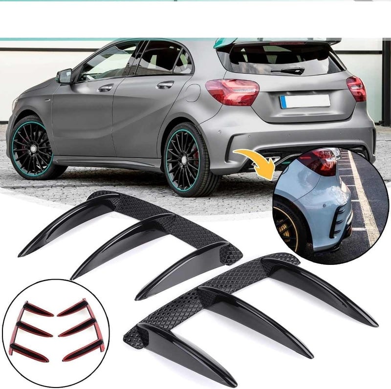 Yurefax 2PCS ABS Car Black Rear Bumper Spoiler Canards - Image 5
